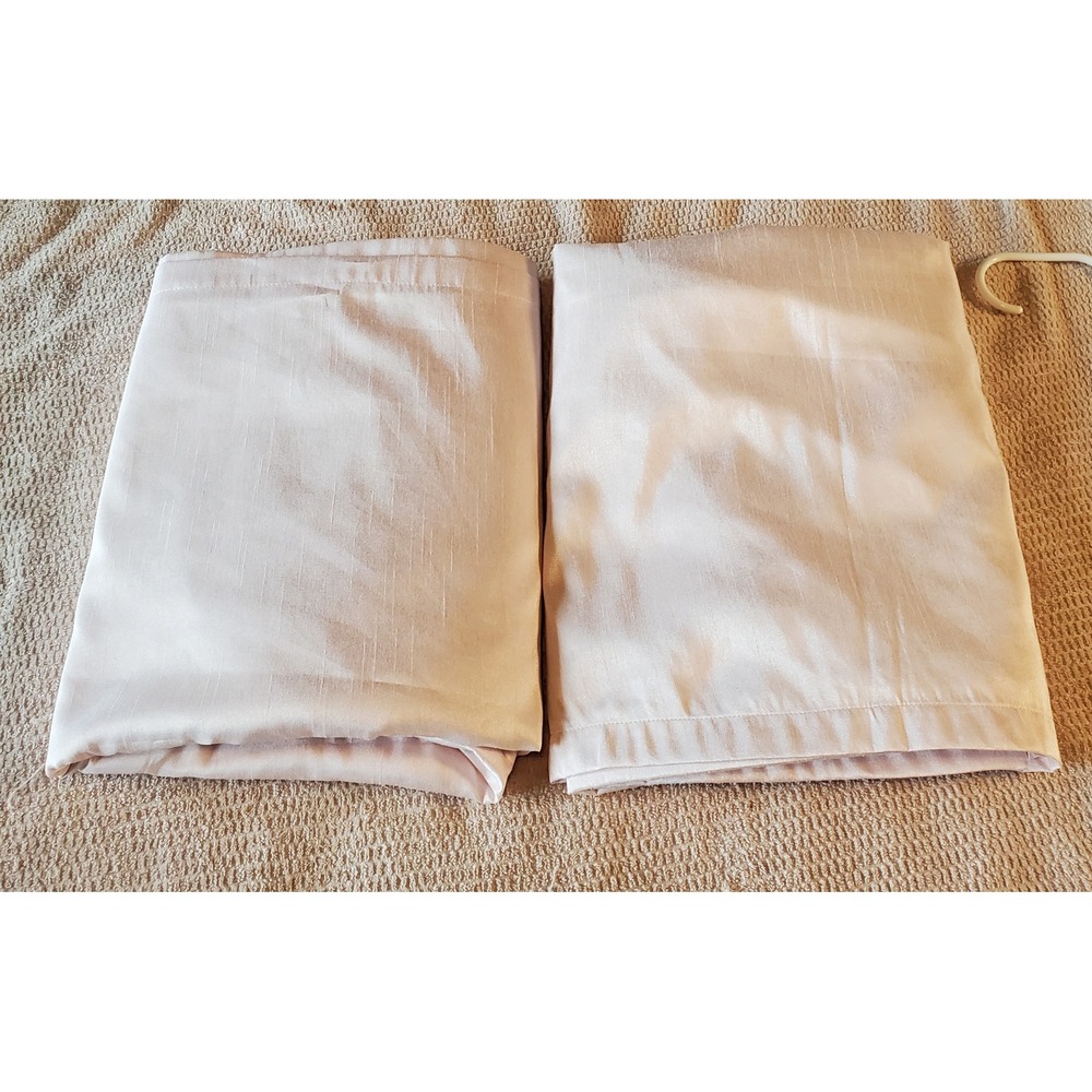 Simply Shabby Chic Blush Pink Faux Silk Curtain Panels 84x40 Set of 2 Rod Pocket